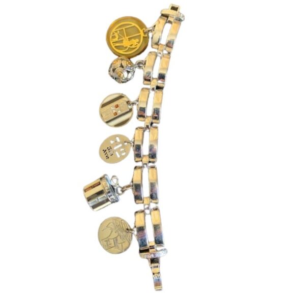 Henri Bendel Vintage Silver Link Six Charm Bracelet Rare - Picture 15 of 15